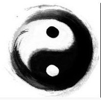 墨韵太极图（白上黑下 顺时针方向）